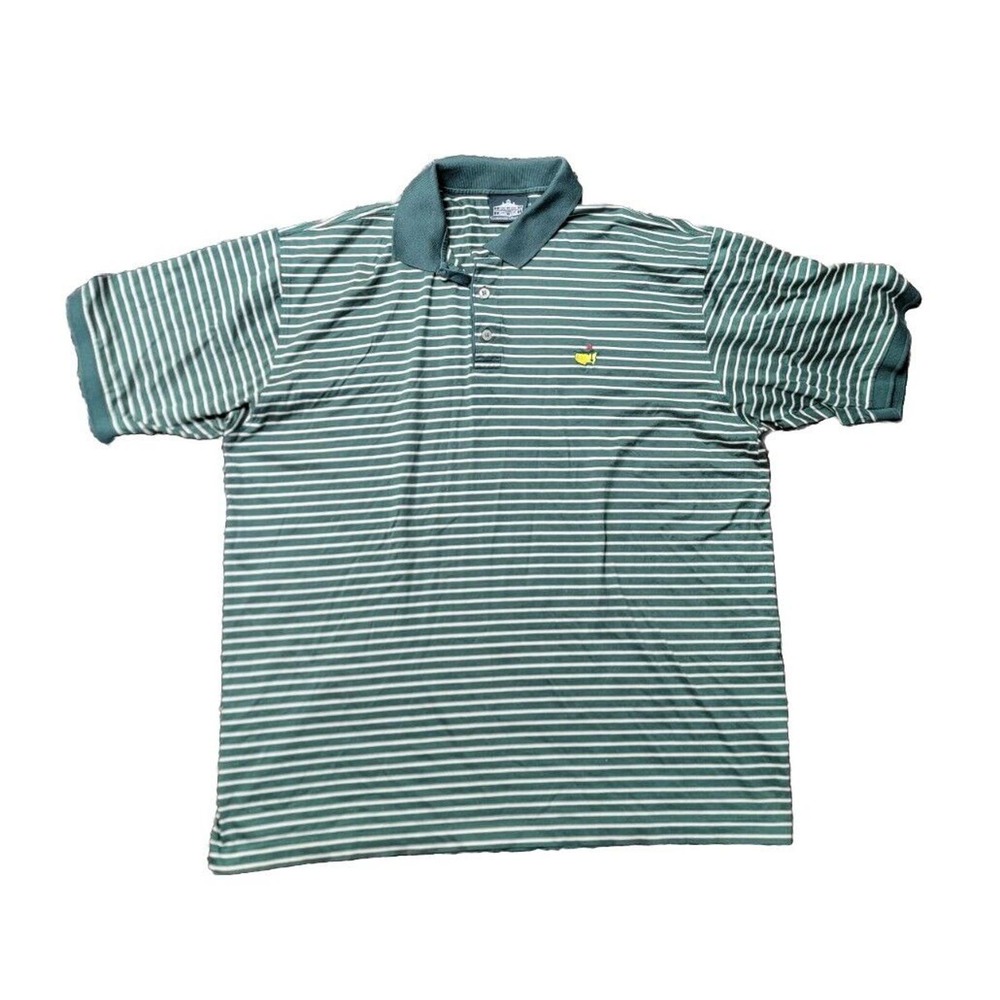 Vintage Masters Shirt Mens XL Golf Polo Clubhouse Collection Green Stripe Italy